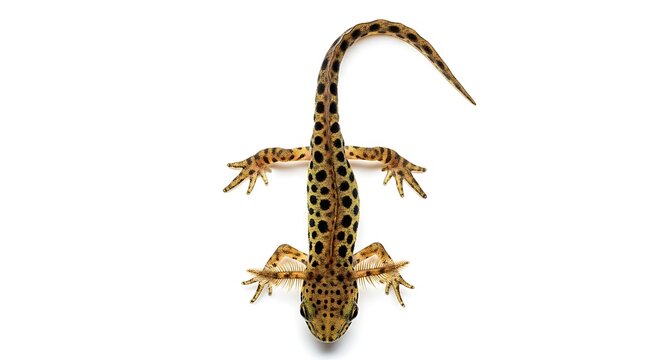 Spotted lizard from above view.