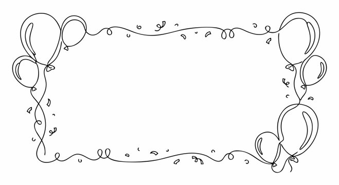 Birthday confetti and balloons festive frame