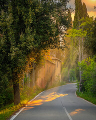 Fototapeta premium Beautiful road scene in Crete Senesi Region in Italy