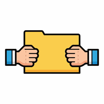 Illustration of hands holding a yellow folder tightly.