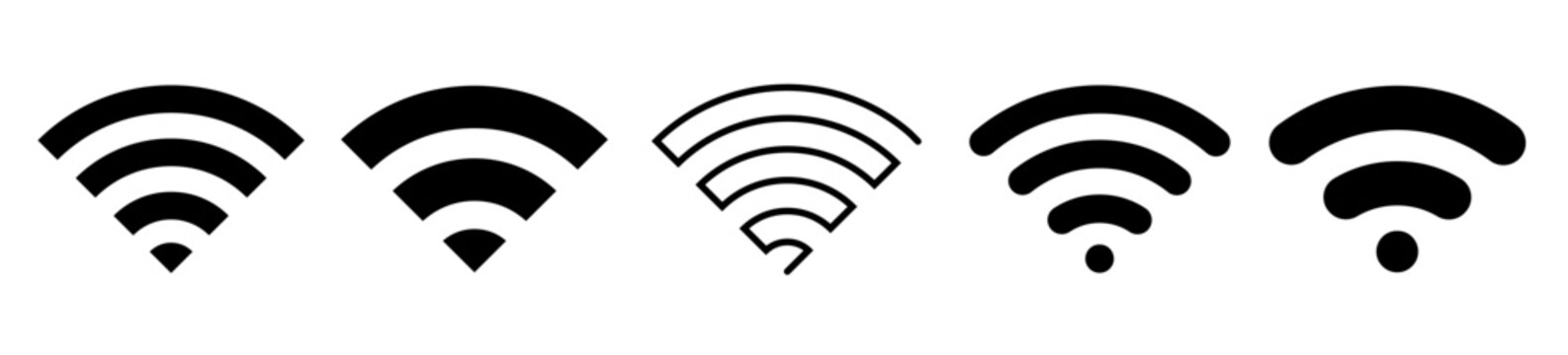 Wifi icon Set. Modern Sharp, Rounded Wireless Network and Internet Signal Symbols Collection. Vector illustration	