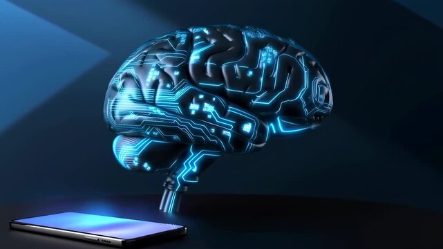 Innovative Visualization Of Organic Brain Merging With Digital Circuitry In Futuristic Setting