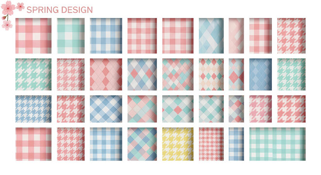 Vibrant spring fabrics with assorted plaid patterns on display