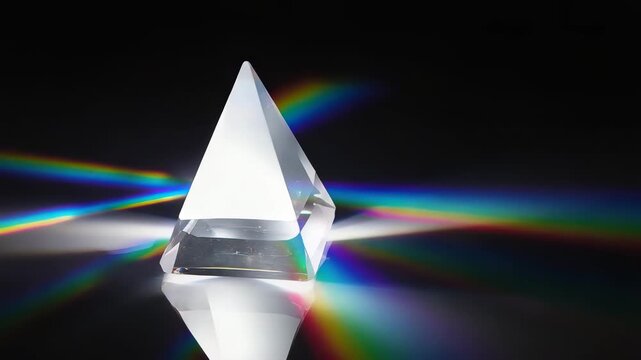 Prism Light Refraction Rainbow Spectrum Glass Crystal Optical Physics Cinematic Video