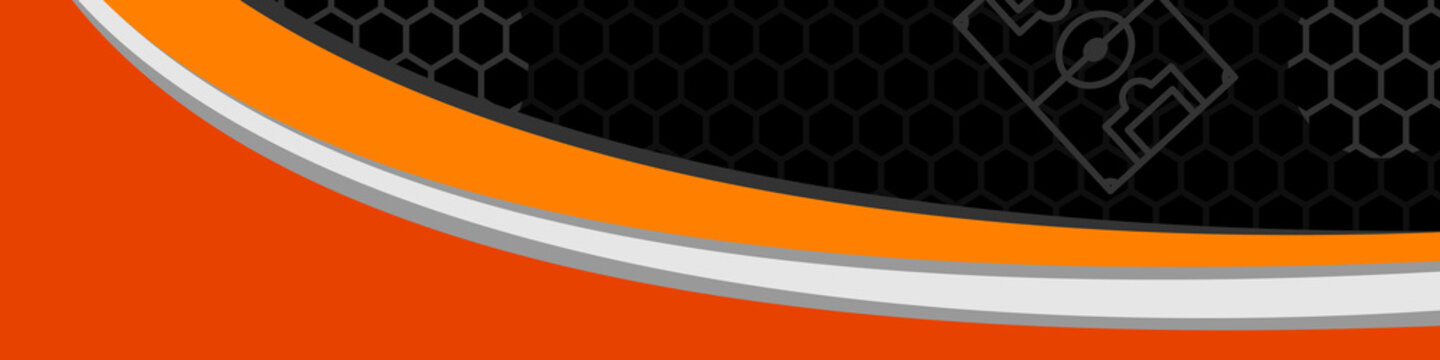 Soccer Background Banner with Orange Waves and Hexagons.Creative sport concept. Art vector graphic for brochures, flyers, presentations, logo, print, web