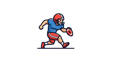 Fototapeta premium Cartoon american football player running with ball vector.