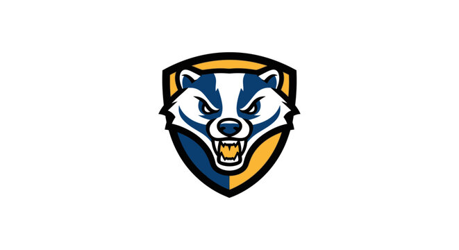Badger mascot head logo in a shield crest.