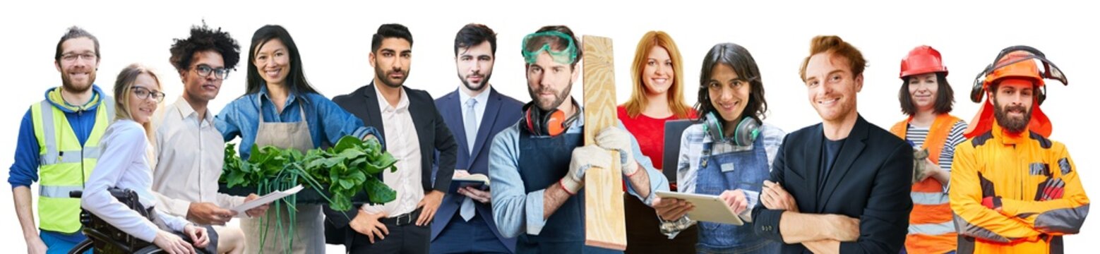 Mitarbeitende aus vielen verschiedenen Branchen als Personal Konzept