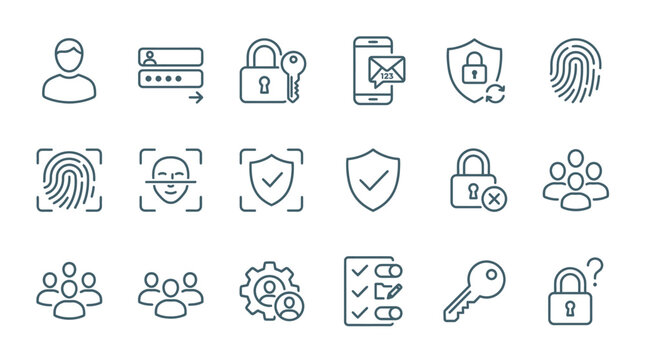 Cybersecurity Icons Representing Digital Security and Data Protection.