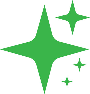 A horizontal array of various black four pointed sparkle shapes, - Vector illustration.