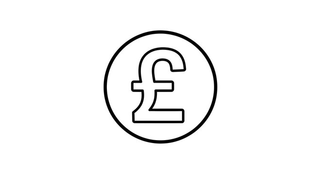 Minimalist Pound Sterling Currency Icon Illustration.
