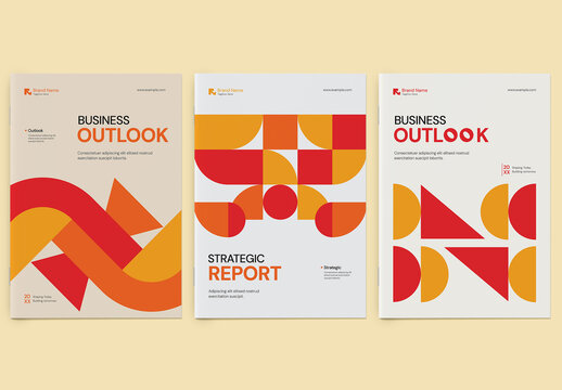 Modern Business Report Cover Template with Abstract Geometric Shapes