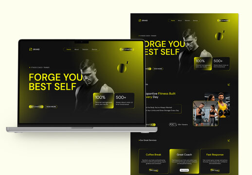 Fitness and Gym Email Newsletter Template with Dark Yellow UI Design