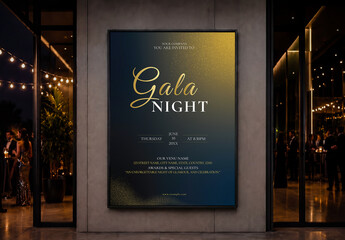 Elegant Gala Night Poster Template with Luxury Golden Glitter