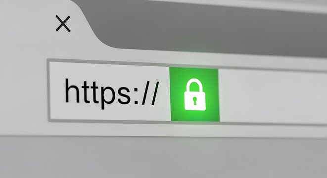 Browser address bar showing https and a green padlock icon for secure connection with internet security connection