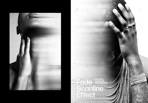 Fade Scanline Photo Effect &ndash; Monochrome for Poster & Social Media (PSD)