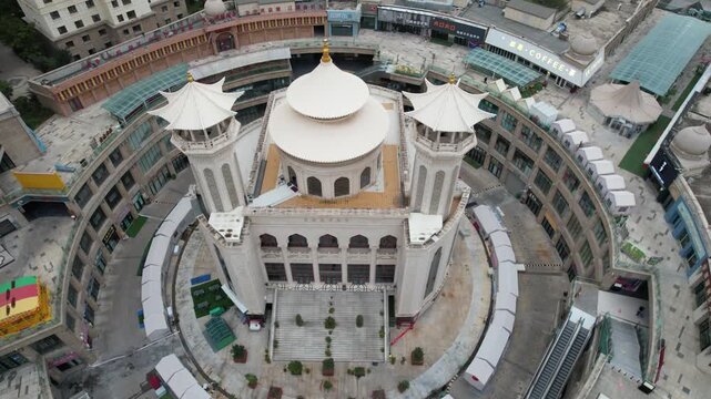 Aerial shot of Fuqiangxiang Mosque in Xining, Qinghai