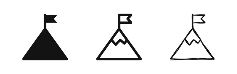 Fototapeta premium Achievement Mountain Peak with Flag Success Icons