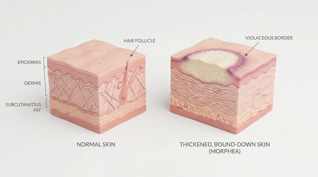 Urticaria Wheals Hives and Healthy Skin Allergic Reaction Cross Section