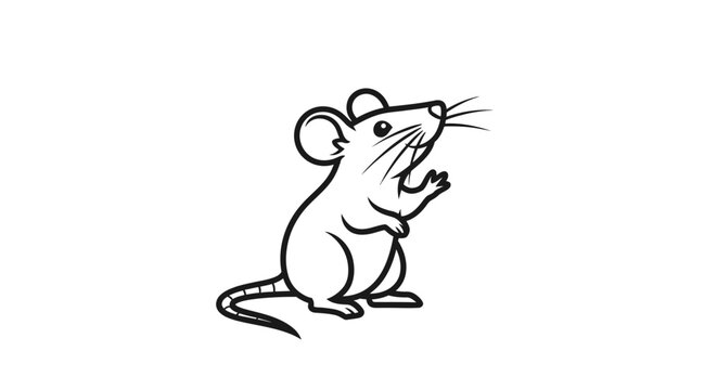 Artistic line drawing of a mouse standing up.