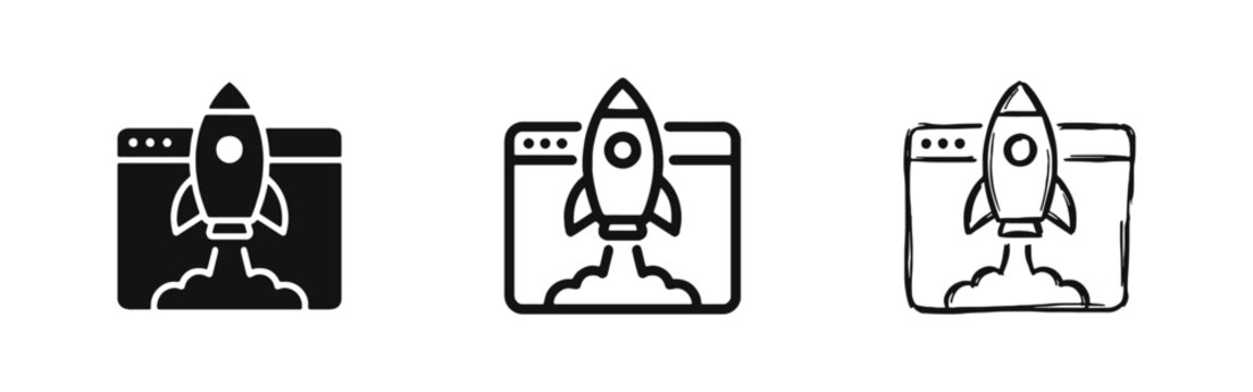 Website Launch Startup and SEO Speed Rocket Browser Icons