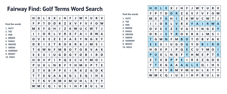 Fairway Find: Golf Terms Word Search