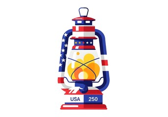 Naklejka premium Patriotic lantern illustration usa 250th anniversary commemorative design