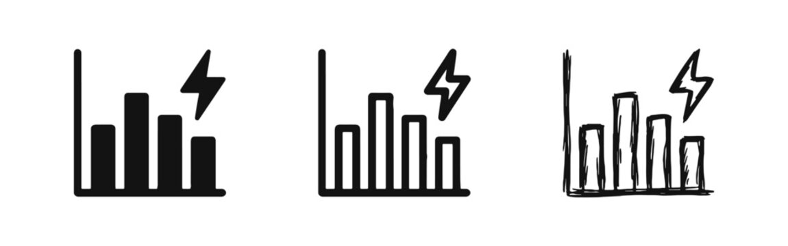 Energy Consumption Bar Chart Icon Set