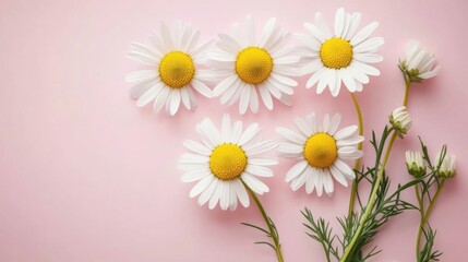 Obraz premium daisies on pink background