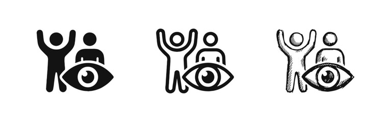 Fototapeta premium Vision and Audience Icon Set - Glyph, Outline, and Hand-Drawn Styles