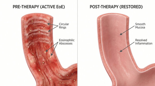 Active Eosinophilic Esophagitis Before and After Therapy Comparison