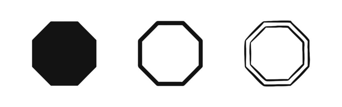 Octagon shape icons representing stop signs or geometric frames