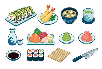 Sushi and Japanese Food Items. © Lakon