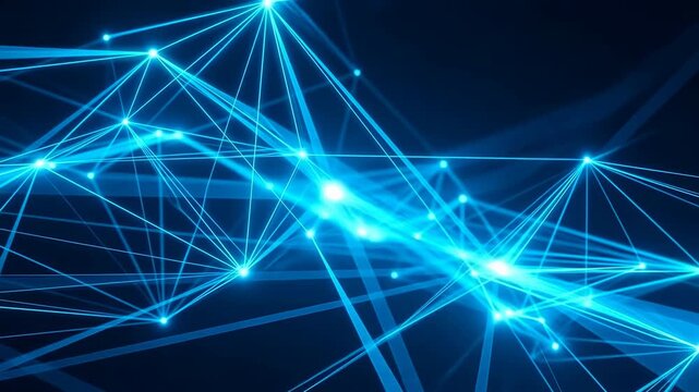 Modern Cybersecurity Themed Visual Showcasing Animated Blue Nodes And Complex Interconnected Data Pathways
