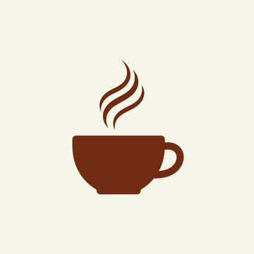 Brown Coffee Cup With Steam Rising.