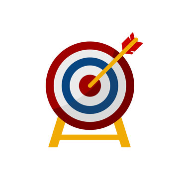 Archery target with arrow on stand vector illustration