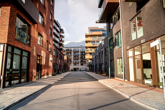 Modern residential area in Malmo without people, Sweden.