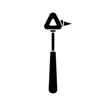 Medical reflex hammer silhouette isolated on white background for healthcare.