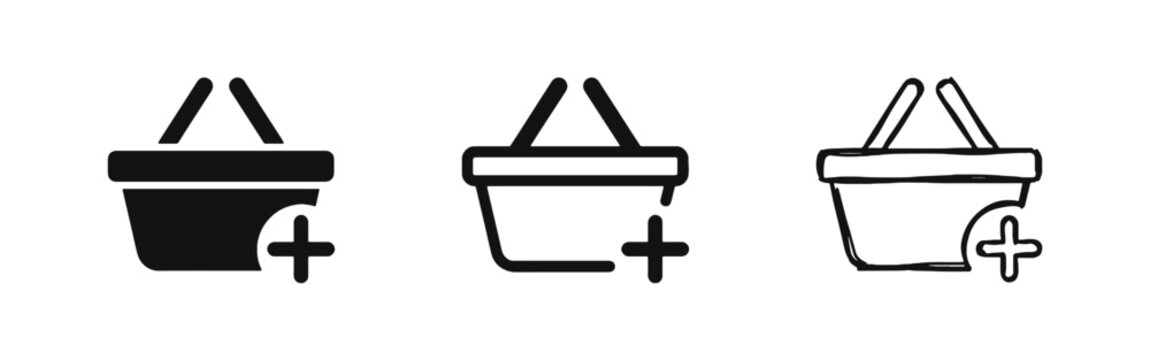 Add to Basket Shopping Icon Set for E-commerce and Retail Purchase