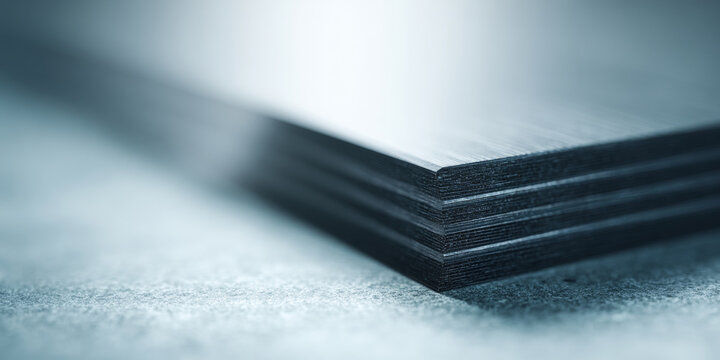 Close-up of stacked metal sheets corner