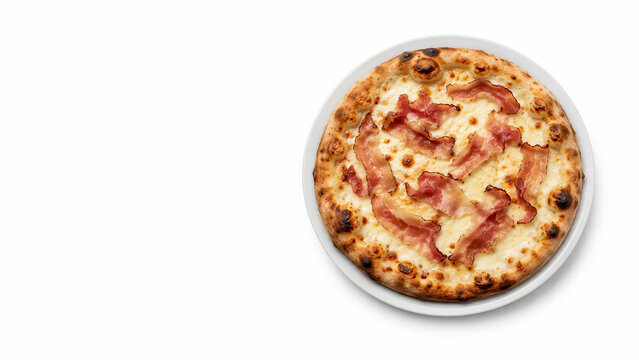 Pizza bianca con speck provola mozzarella e crosta dorata. Generative AI