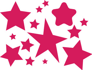 Fototapeta premium Vibrant collection of pink stars in various shapes and sizes creating a cheerful decorative design element