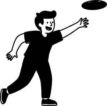 Happy person throwing a frisbee in casual attire.