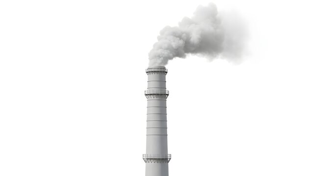 Industrial Chimney Emitting Smoke in Sky.