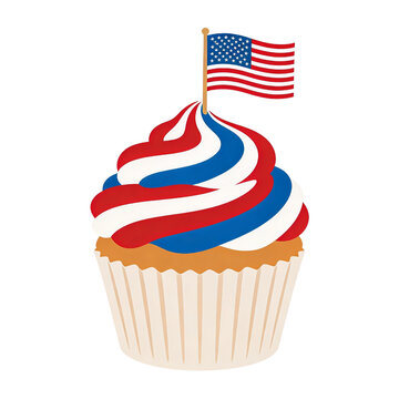 Patriotic Cupcake Flag Frosting Red White Blue Holiday