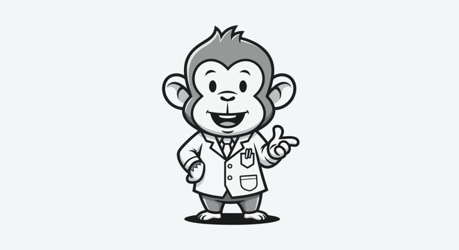 Cartoon monkey character in white coat