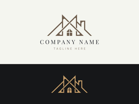 Minimalist real estate logo design with letter m and house