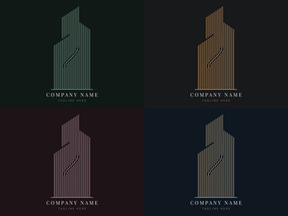 Fototapeta premium Modern real estate building logo design set