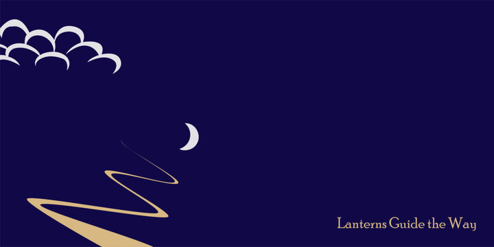 Flat Hungry Ghost illustration: paper boat, lotus lantern, vermilion accents for cultural festival design
