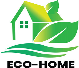 Fototapeta premium Fresh Eco Home Logo Template. eco home. sustainable living. green architecture. leaf emblem. residential branding. environmental identity. renewable concept. natural dwelling. organic symbol.